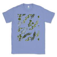 Colony Blue Watercolor Eucalyptus Pattern Classic Tee - artisFamous