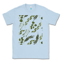 Dusty Blue Watercolor Eucalyptus Pattern Classic Tee - artisFamous