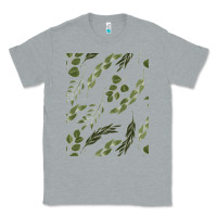 Heather Grey Watercolor Eucalyptus Pattern Classic Tee - artisFamous