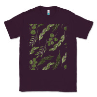 Plum Watercolor Eucalyptus Pattern Classic Tee - artisFamous