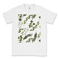 White Watercolor Eucalyptus Pattern Classic Tee - artisFamous
