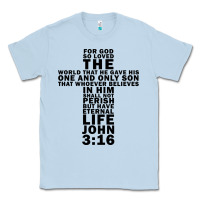 Dusty Blue John 3:16 Bible Verse Cool Christian Church Shirts Christianity Classic Tee - artisFamous
