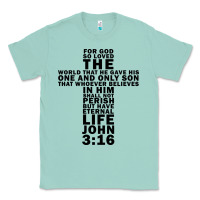 Seafoam John 3:16 Bible Verse Cool Christian Church Shirts Christianity Classic Tee - artisFamous