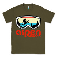 Army Green aspen colorado ski mountain skiing retro vacation Classic Tee - artisFamous