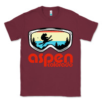 Burgundy aspen colorado ski mountain skiing retro vacation Classic Tee - artisFamous