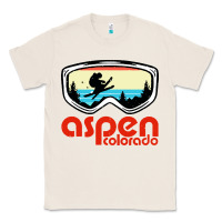 Natural aspen colorado ski mountain skiing retro vacation Classic Tee - artisFamous