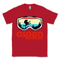 Red aspen colorado ski mountain skiing retro vacation Classic Tee - artisFamous