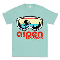 Seafoam aspen colorado ski mountain skiing retro vacation Classic Tee - artisFamous