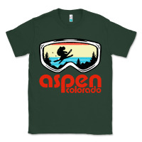 Sports Green aspen colorado ski mountain skiing retro vacation Classic Tee - artisFamous