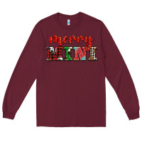 Burgundy christmas merry mini Long Sleeve Tee - BarkalooDesign
