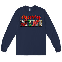 Navy christmas merry mini Long Sleeve Tee - BarkalooDesign