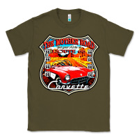 Army Green CLASSIC CARS ROUTE 66 Classic Tee - artisFamous