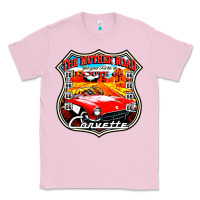 Bubblegum Pink CLASSIC CARS ROUTE 66 Classic Tee - artisFamous