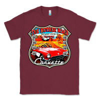 Burgundy CLASSIC CARS ROUTE 66 Classic Tee - artisFamous