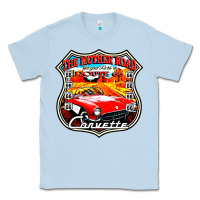 Dusty Blue CLASSIC CARS ROUTE 66 Classic Tee - artisFamous
