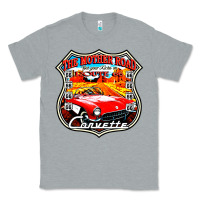 Heather Grey CLASSIC CARS ROUTE 66 Classic Tee - artisFamous