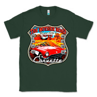 Sports Green CLASSIC CARS ROUTE 66 Classic Tee - artisFamous