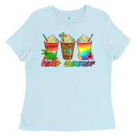 Baby Blue hello summer Ladies Tee - Artiststas