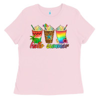 Bubblegum Pink hello summer Ladies Tee - Artiststas