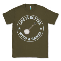 Army Green Banjo Bluegrass Music Traditional Musician Funny Gift Classic Tee - artisFamous