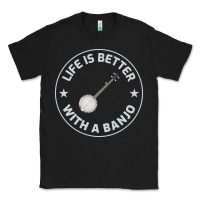 Black Banjo Bluegrass Music Traditional Musician Funny Gift Classic Tee - artisFamous