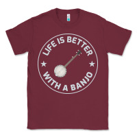 Burgundy Banjo Bluegrass Music Traditional Musician Funny Gift Classic Tee - artisFamous