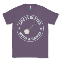 Lavender Banjo Bluegrass Music Traditional Musician Funny Gift Classic Tee - artisFamous