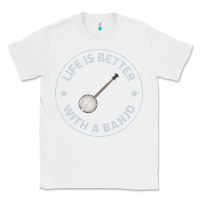 White Banjo Bluegrass Music Traditional Musician Funny Gift Classic Tee - artisFamous