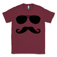 Burgundy moustache and sunglasses Classic Tee - artisFamous