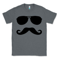 Charcoal Heather moustache and sunglasses Classic Tee - artisFamous