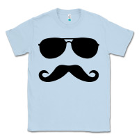 Dusty Blue moustache and sunglasses Classic Tee - artisFamous