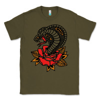 Army Green the king cobra snake and rose Classic Tee - artisFamous
