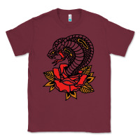 Burgundy the king cobra snake and rose Classic Tee - artisFamous