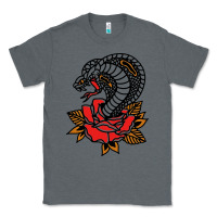 Charcoal Heather the king cobra snake and rose Classic Tee - artisFamous