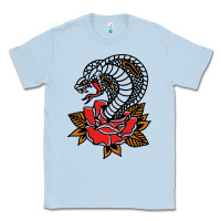 Dusty Blue the king cobra snake and rose Classic Tee - artisFamous