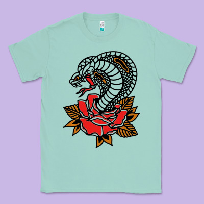 The King Cobra Snake And Rose Classic Tee Designed By Artisfamous