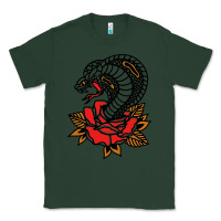 Sports Green the king cobra snake and rose Classic Tee - artisFamous