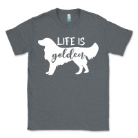 Charcoal Heather golden retriever - life is golden white Classic Tee - artisFamous