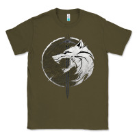 Army Green Witcher Wolf Classic Tee - artisFamous