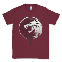 Burgundy Witcher Wolf Classic Tee - artisFamous