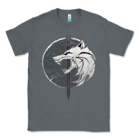 Charcoal Heather Witcher Wolf Classic Tee - artisFamous