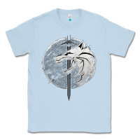 Dusty Blue Witcher Wolf Classic Tee - artisFamous