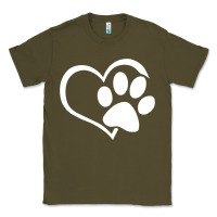 Army Green dog dad mom puppy shirt love dogs paw print heart women men  shirt Classic Tee - artisFamous