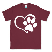 Burgundy dog dad mom puppy shirt love dogs paw print heart women men  shirt Classic Tee - artisFamous