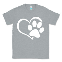 Heather Grey dog dad mom puppy shirt love dogs paw print heart women men  shirt Classic Tee - artisFamous