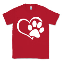 Red dog dad mom puppy shirt love dogs paw print heart women men  shirt Classic Tee - artisFamous