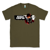 Army Green Red Dead Redemption 2 Red Moon Cowboy Classic Tee - artisFamous