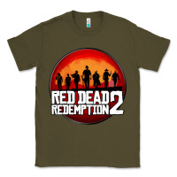 Army Green Red Dead Redemption 2 Red Moon Cowboy Classic Tee - artisFamous