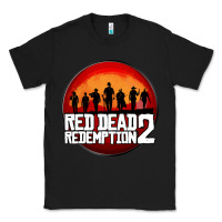 Black Red Dead Redemption 2 Red Moon Cowboy Classic Tee - artisFamous