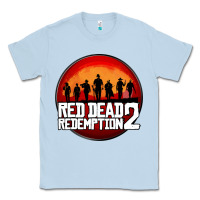 Dusty Blue Red Dead Redemption 2 Red Moon Cowboy Classic Tee - artisFamous